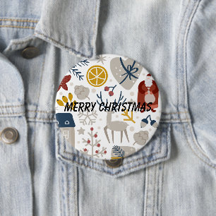 Christmas Crayon Decorations Santa Tree 10 Cm Round Badge