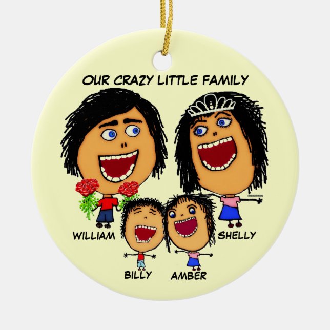 Christmas Crazy Family Cartoon Ceramic Tree Decoration (Front)