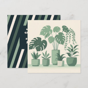 Christmas Cream Green Potted Plants Holiday Card
