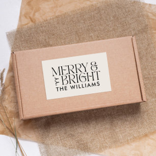 Christmas cream modern elegant simple rectangular sticker