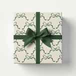 Christmas Cream Modern Holiday Green Bows  Wrapping Paper Sheet<br><div class="desc">***this design is part of a matching collection*** _______________________ this design template is fully editable / customisable by you the customer - click personalise further button if you wish to move, add, delete, or make significant changes to the design _______________________ *if you have any DESIGN questions or need more designs...</div>