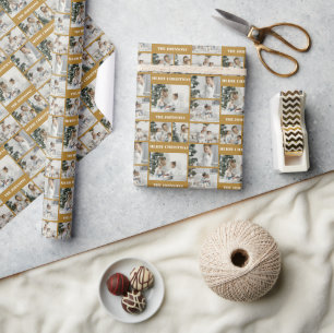 Christmas Create Your Own Gold 6 Photo Collage Wrapping Paper