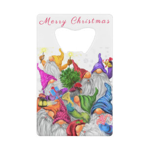 Christmas Credit Card Bottle Opener Gnomes Party