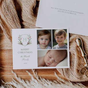 Christmas Crest 3 Photo Holiday Card