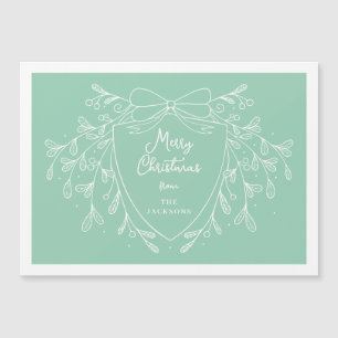 Christmas crest mint white line art mistletoe magnetic invitation