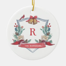 Christmas Crest - Monogram - Newlywed Ornament