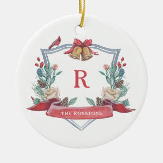 Christmas Crest - Monogram - Newlywed Ornament