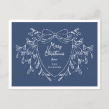 Christmas crest with mistletoe blue and white
