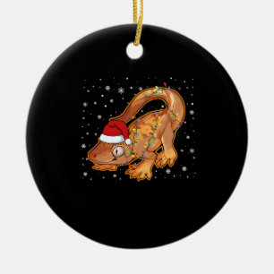 Christmas Crested Gecko, Santa Gecko, Crestie Love Ceramic Tree Decoration