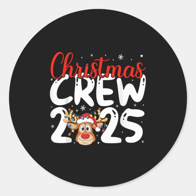 Christmas Crew 2025 Family Christmas Xmas Pajamas  Classic Round Sticker (Front)