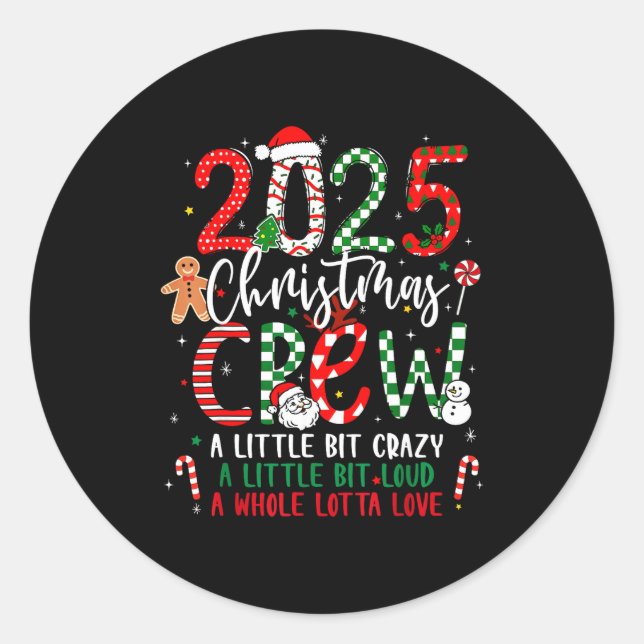 Christmas Crew 2025 Family Christmas Xmas Pajamas  Classic Round Sticker (Front)
