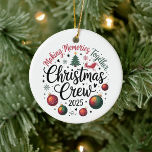 Christmas Crew 2025 Matching Family Group Xmas Ceramic Tree Decoration