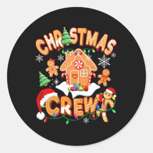 Christmas Crew Cookie House Gingerbread Family Xma Classic Round Sticker