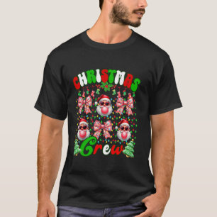 Christmas Crew Coquette Bow Santa Blowing Bubble X T-Shirt