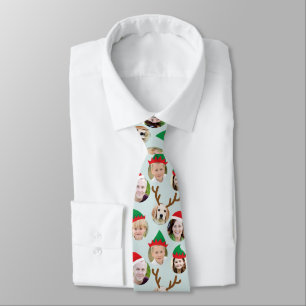 Christmas Crew Custom Six Photo Funny Holiday Gift Tie