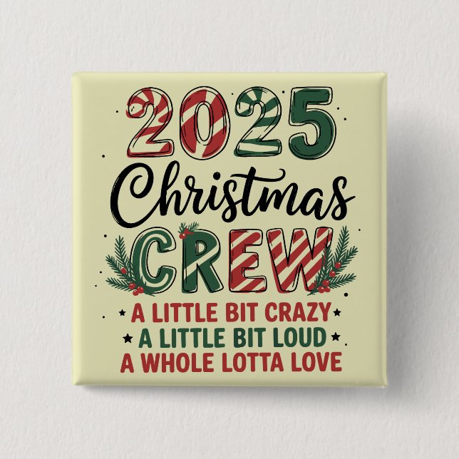 Christmas Crew Family Christmas 2025 Matching Suad 15 Cm Square Badge (Front)