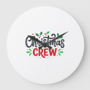 Christmas Crew Festive Holiday Large Clock