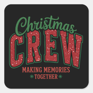 Christmas Crew Glitter Holiday Family Matching Square Sticker