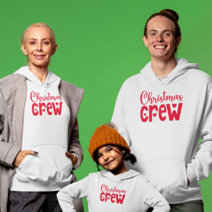 Christmas Crew Heart Motif Red Typography Hoodie