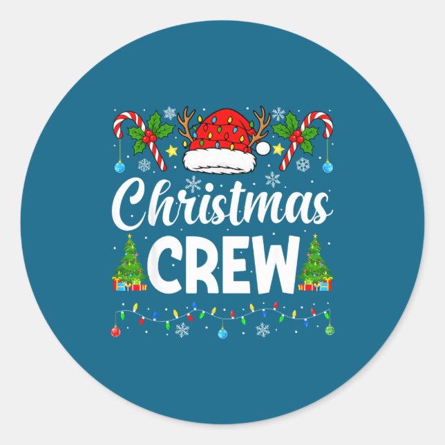 Christmas Crew Holiday Family Xmas Party Matching  Classic Round Sticker (Front)