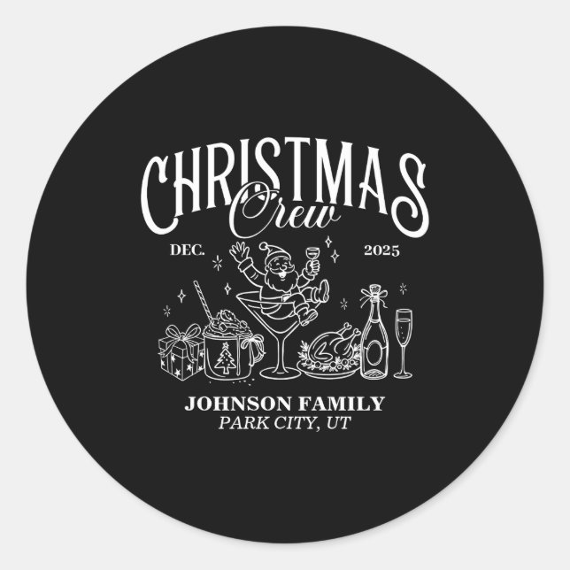 Christmas Crew Matching Family Group  Classic Round Sticker (Front)