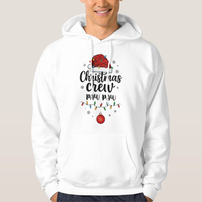 Christmas Crew Paw Paw Santa Hat Matching Christma Hoodie (Front)
