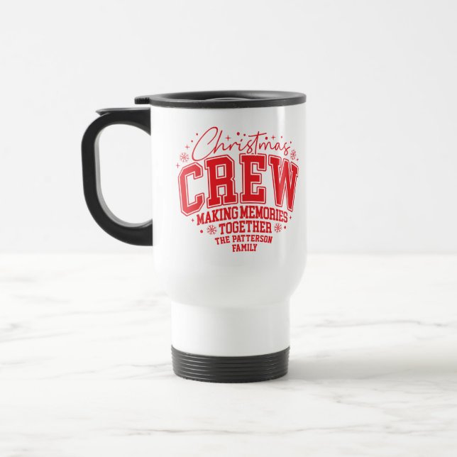 Christmas Crew Personalised Family Name Travel Mug (Left)