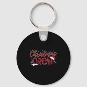 Christmas Crew Red Plaid Matching Family Group Squ Key Ring