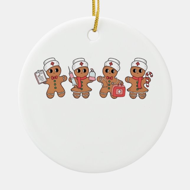  Christmas Crew Santa Gingerbread Nursing Squad  Ceramic Tree Decoration (Front)