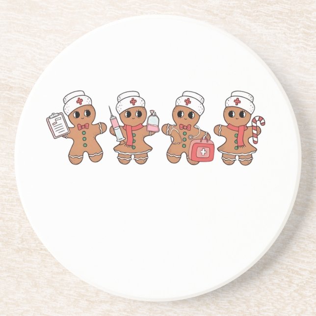  Christmas Crew Santa Gingerbread Nursing Squad  Coaster (Front)