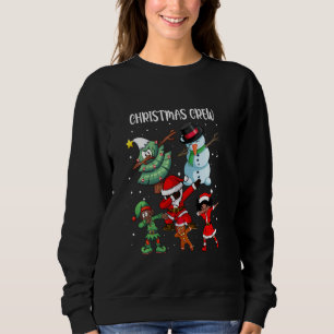 Christmas Crew Santa Snowman Elf Kids Dabbing Funn Sweatshirt