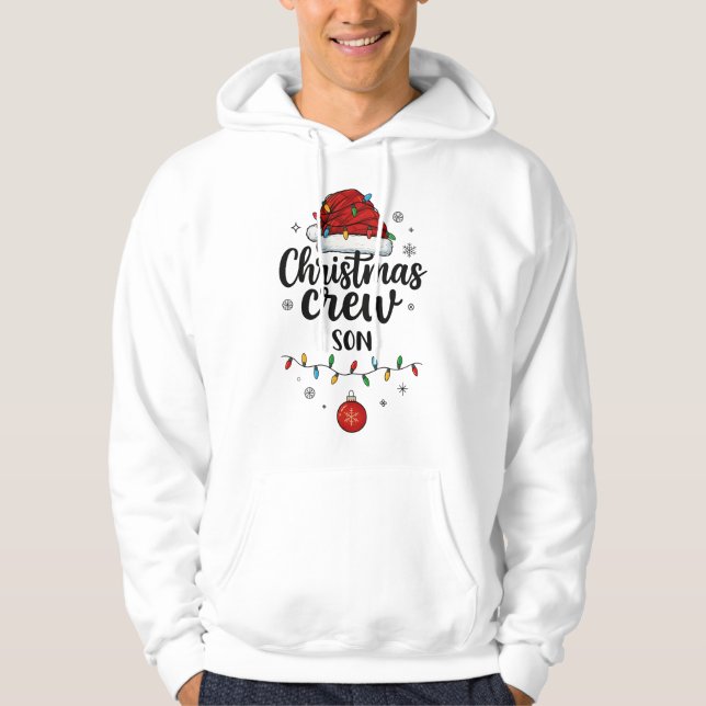 Christmas Crew Son Santa Hat Matching Christmas Hoodie (Front)