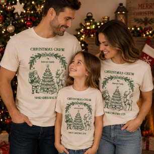 Christmas Crew Vintage Reindeer Santa T-Shirt