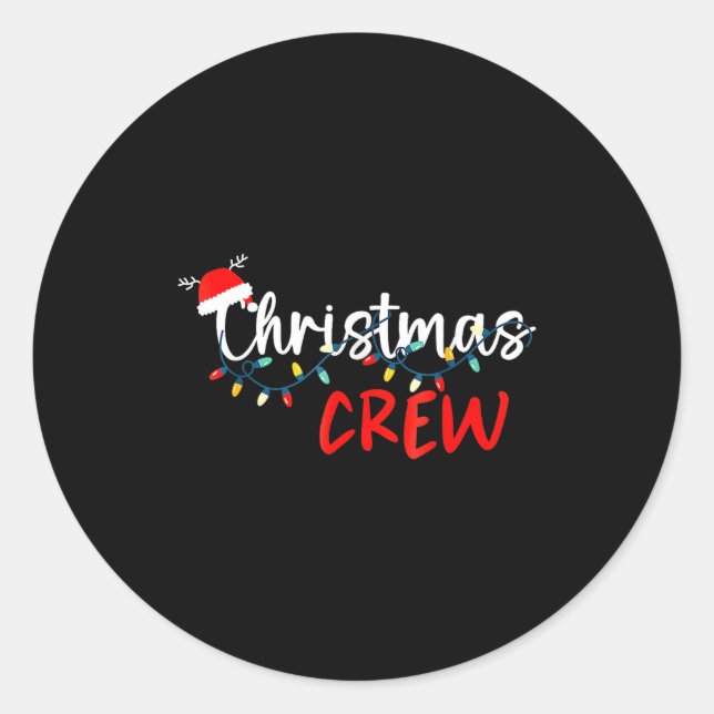 Christmas Crew Xmas Lights Family Matching Pajamas Classic Round Sticker (Front)