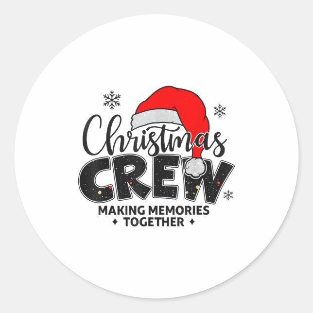 Christmas Crew Xmas Lights Family Matching Pajamas Classic Round Sticker (Front)
