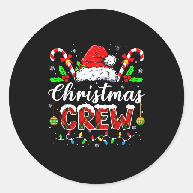 Christmas Crew Xmas Lights Family Matching Pajamas Classic Round Sticker (Front)