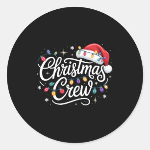 Christmas Crew Xmas Lights Family Matching Pajamas Classic Round Sticker