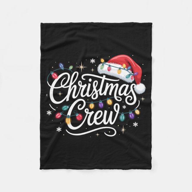 Christmas Crew Xmas Lights Family Matching Pajamas Fleece Blanket (Front)
