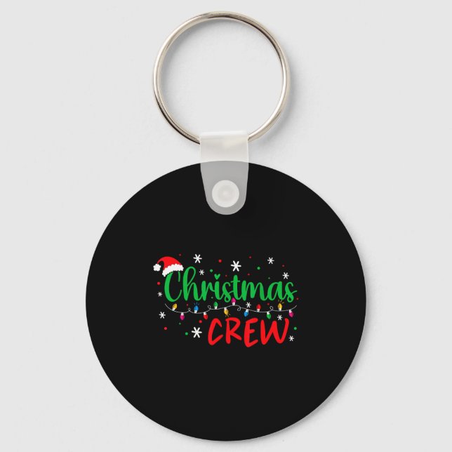 Christmas Crew Xmas Lights Family Matching Pajamas Key Ring (Front)