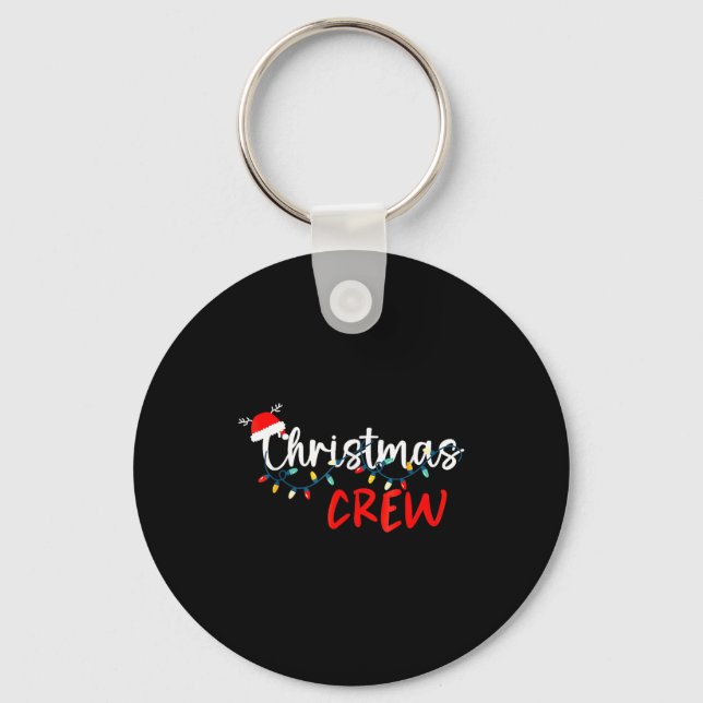 Christmas Crew Xmas Lights Family Matching Pajamas Key Ring (Front)