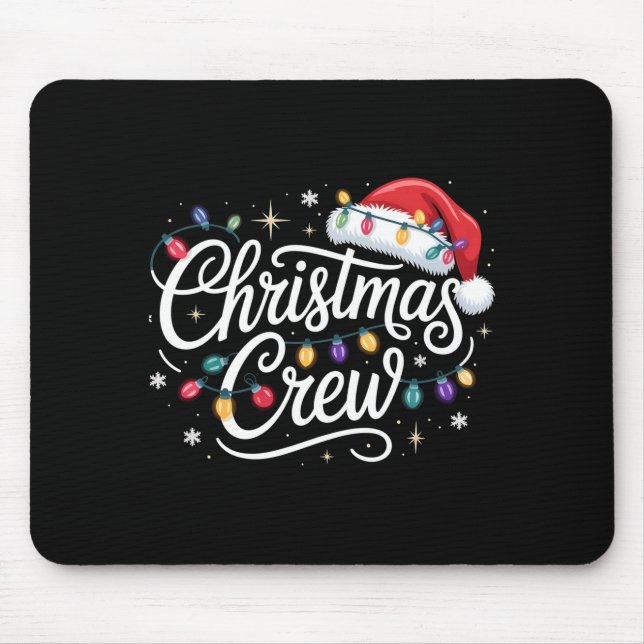 Christmas Crew Xmas Lights Family Matching Pajamas Mouse Mat (Front)