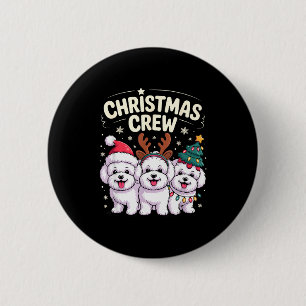 Christmas Crew Xmas Puppy Dog Funny Christmas Bich 6 Cm Round Badge