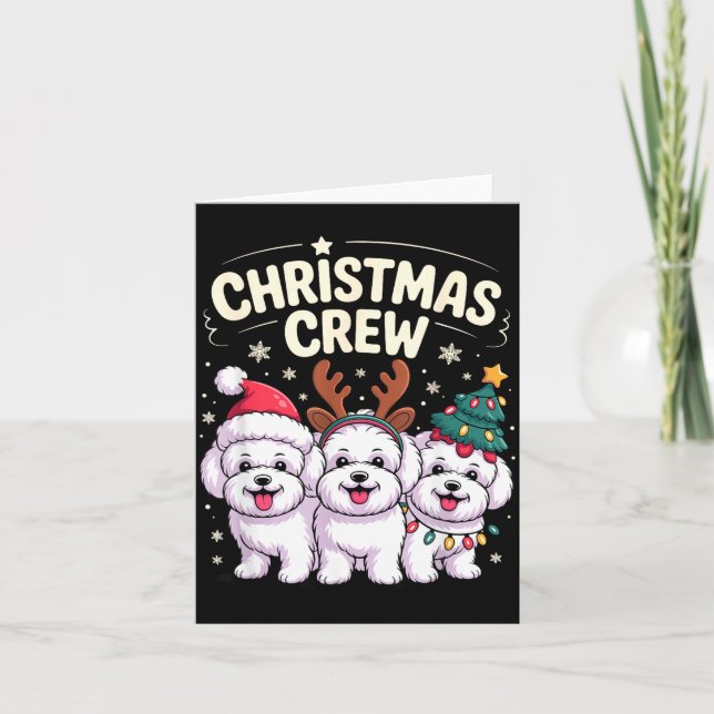 Christmas Crew Xmas Puppy Dog Funny Christmas Bich Card (Front)