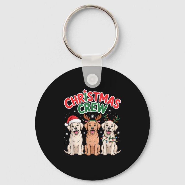Christmas Crew Xmas Puppy Funny Christmas Labrador Key Ring (Front)