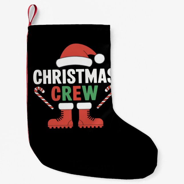 Christmas Crew Xmas Tree Holiday Matching Family Small Christmas Stocking (Front)
