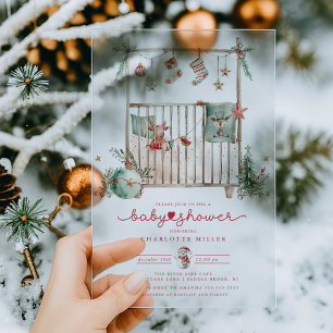Christmas Crib Acrylic Baby Shower Invite Invitations