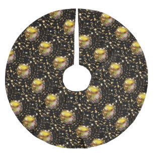 Christmas Crib Nativity Scene Baubles Star Pattern Brushed Polyester Tree Skirt