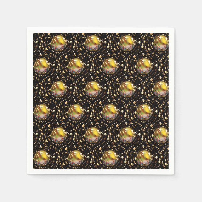 Christmas Crib Nativity Scene Baubles Starry Chic Napkin (Front)