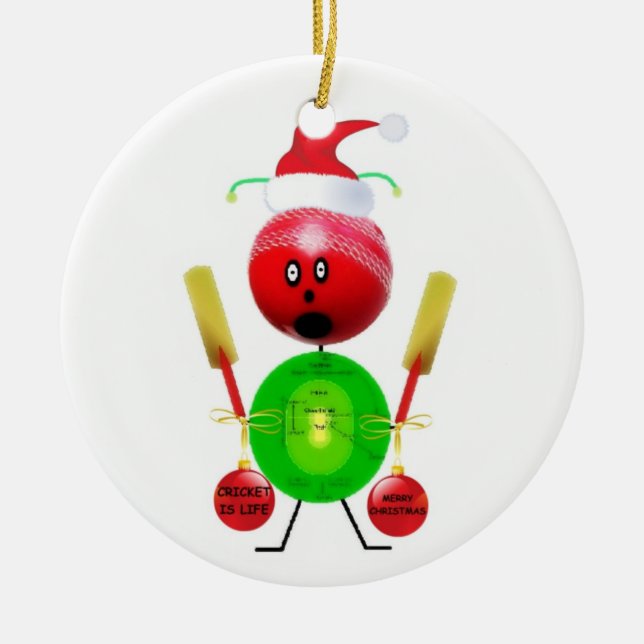 Christmas Cricket Ceramic Tree Decoration (Front)