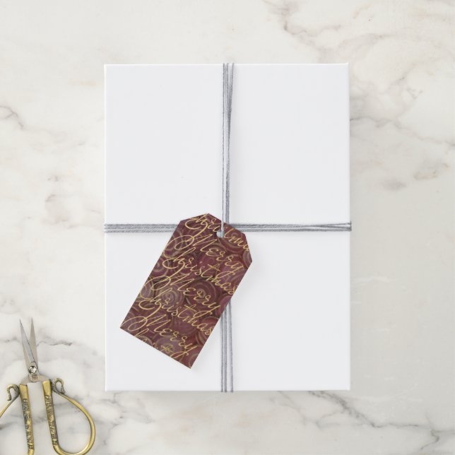 Christmas Crimson and Gold Gift Tags (With Twine)